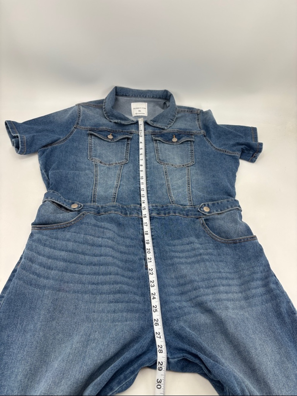 Celebrity Pink Retro 70s Zippered Boiler Suit Denim Overalls Jumpsuit - Picture 12 of 15